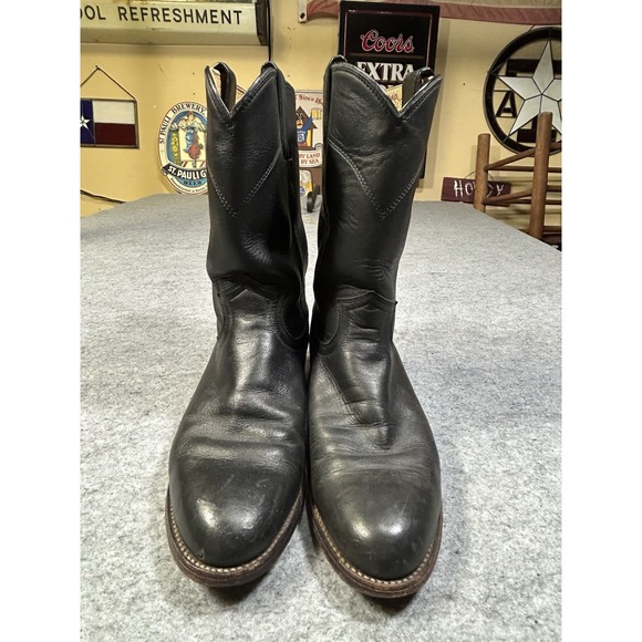 Justin Style 3133 Black Roper Leather Western Cowboy Boots Men's 6.5E - Picture 11 of 16